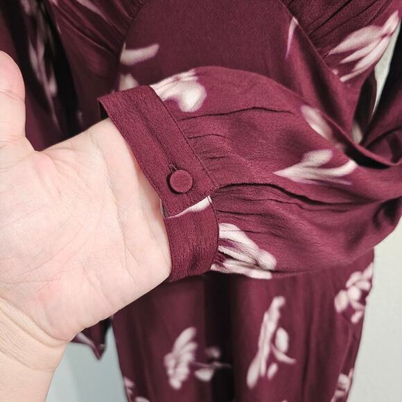 MADEWELL V-Neck Cuff Sleeve Maxi Dress in Floral Bordeaux Size 6 NWT - Picture 8 of 15